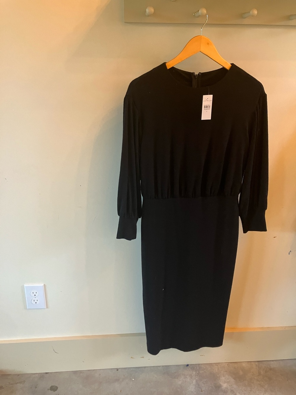 Ann Taylor Black Midi Sheath Dress with Long Sleeves